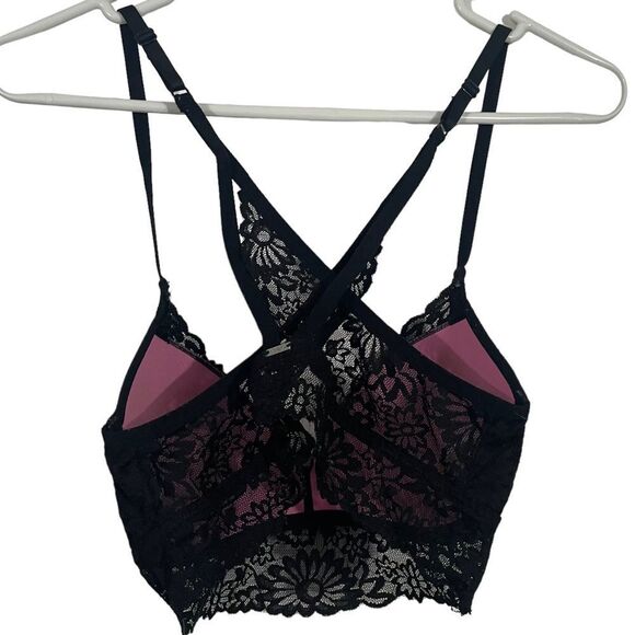 Victoria’s Secret PINK Black Lace Push Up Bralette - Picture 2 of 3